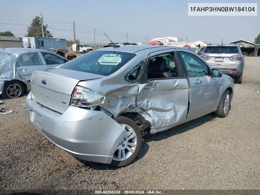 2011 Ford Focus Sel VIN: 1FAHP3HN0BW184104 Lot: 40268338