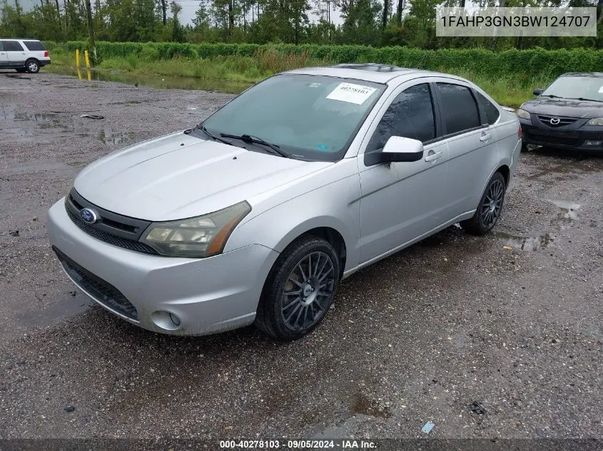 2011 Ford Focus Ses VIN: 1FAHP3GN3BW124707 Lot: 40278103