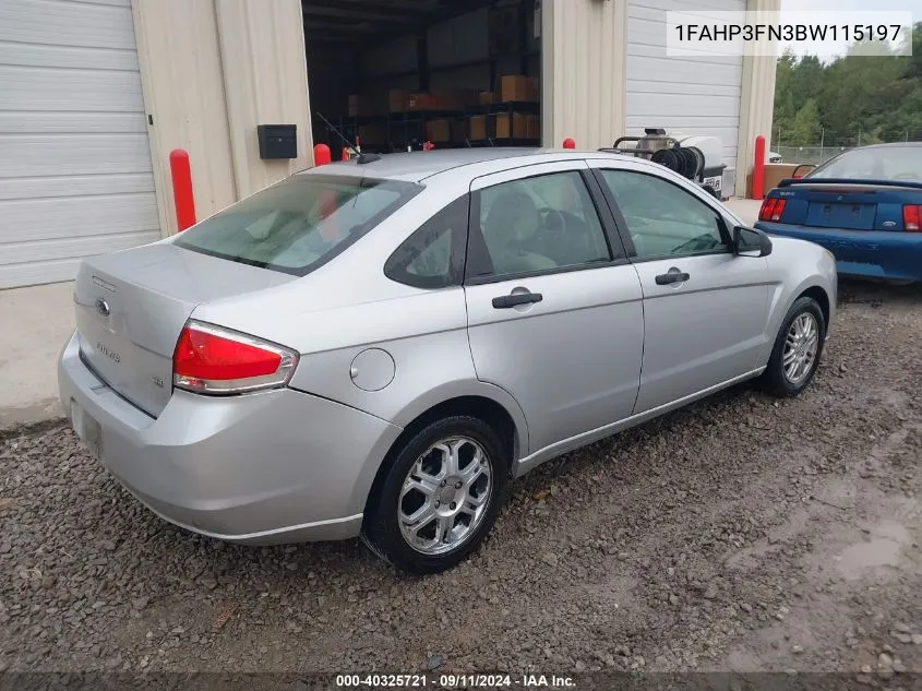 2011 Ford Focus Se VIN: 1FAHP3FN3BW115197 Lot: 40325721