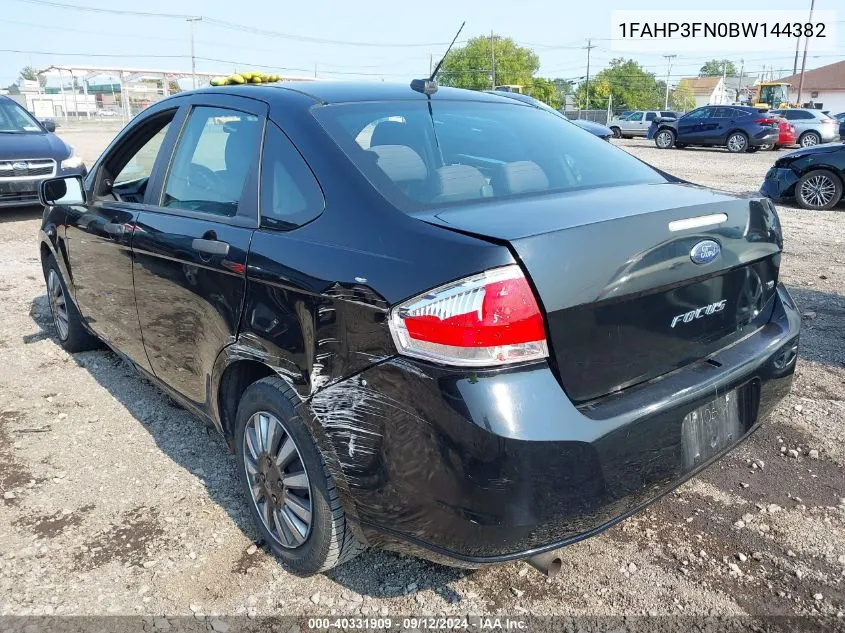 2011 Ford Focus Se VIN: 1FAHP3FN0BW144382 Lot: 40331909