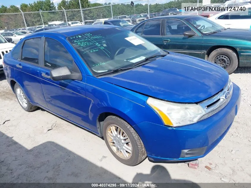 2011 Ford Focus Se VIN: 1FAHP3FNXBW124740 Lot: 40374295