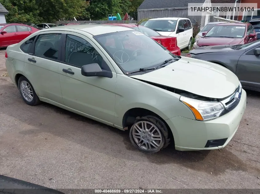 2011 Ford Focus Se VIN: 1FAHP3FN8BW116104 Lot: 40468659