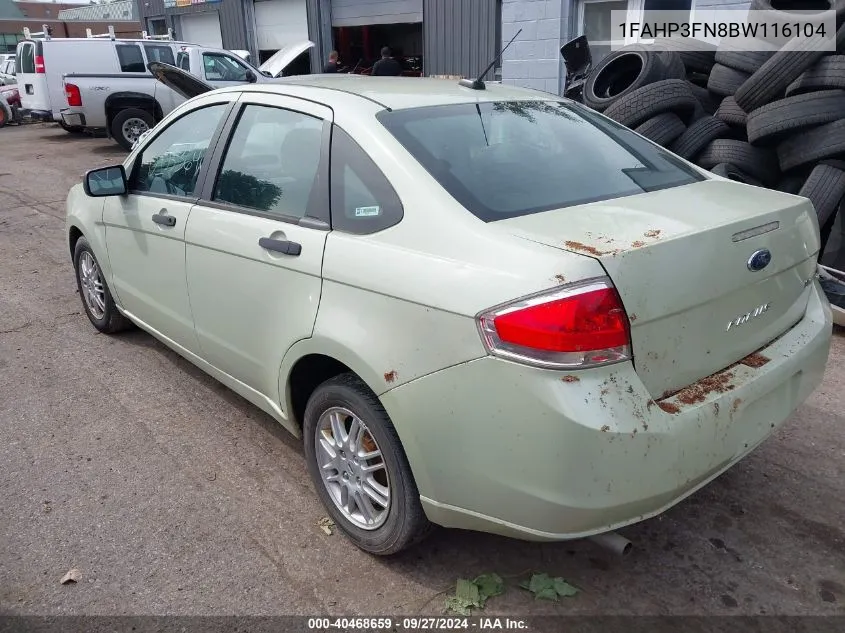 2011 Ford Focus Se VIN: 1FAHP3FN8BW116104 Lot: 40468659