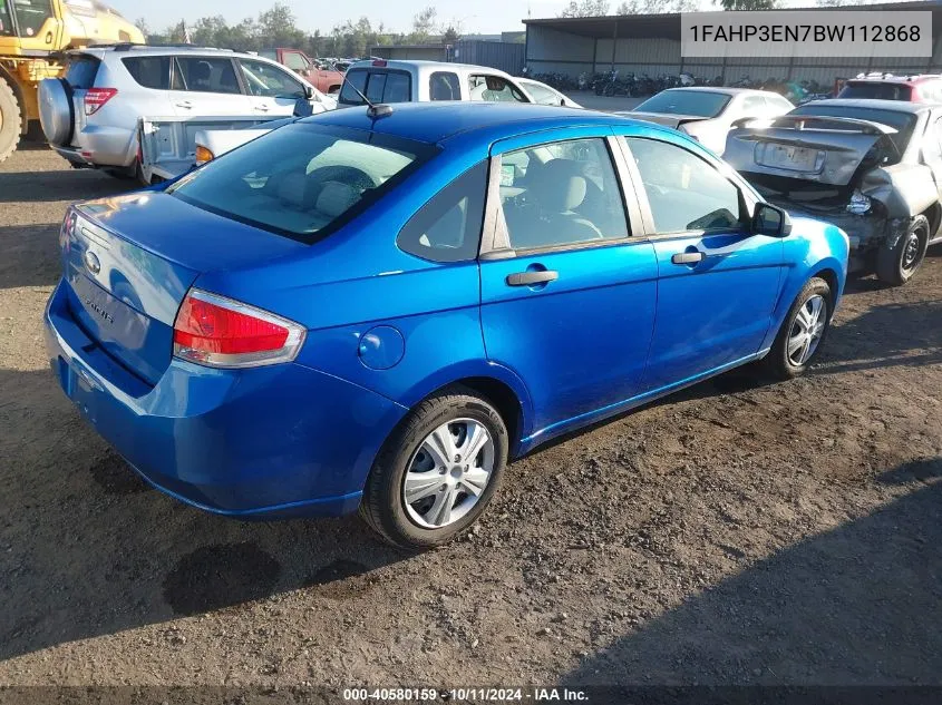 2011 Ford Focus S VIN: 1FAHP3EN7BW112868 Lot: 40580159