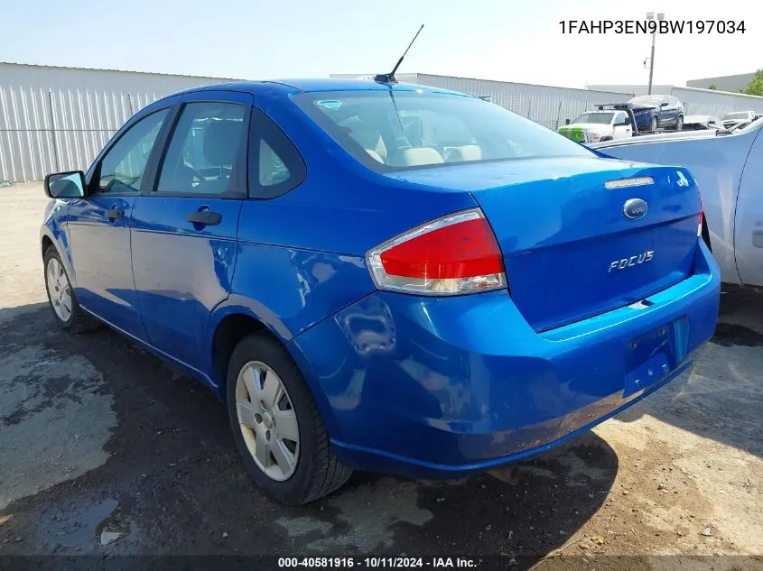 2011 Ford Focus S VIN: 1FAHP3EN9BW197034 Lot: 40581916