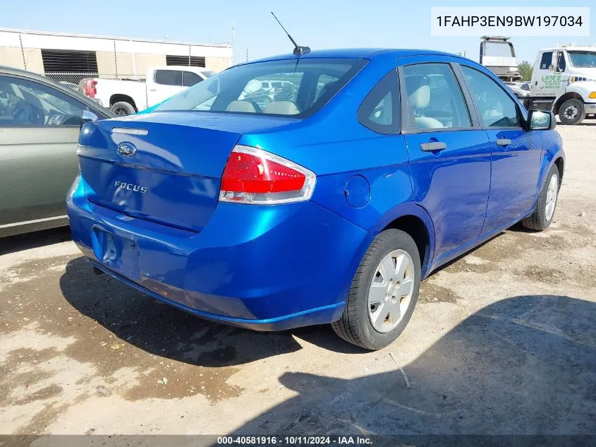 2011 Ford Focus S VIN: 1FAHP3EN9BW197034 Lot: 40581916