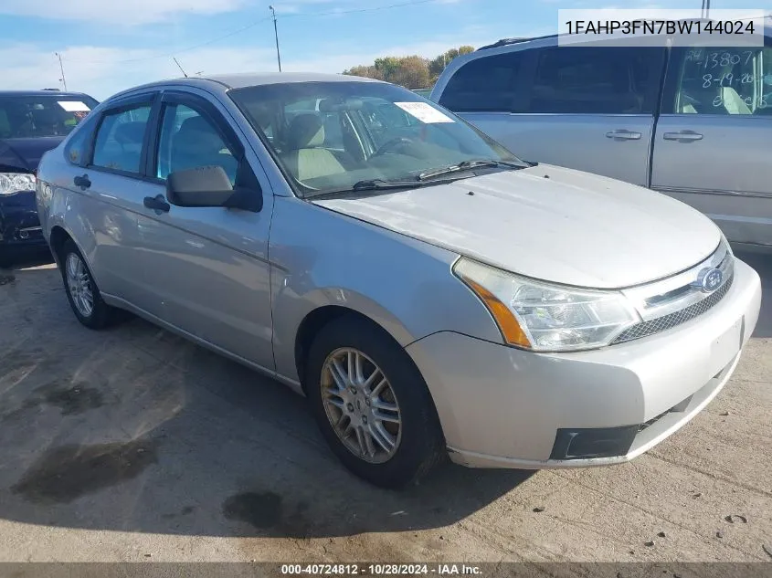 2011 Ford Focus Se VIN: 1FAHP3FN7BW144024 Lot: 40724812