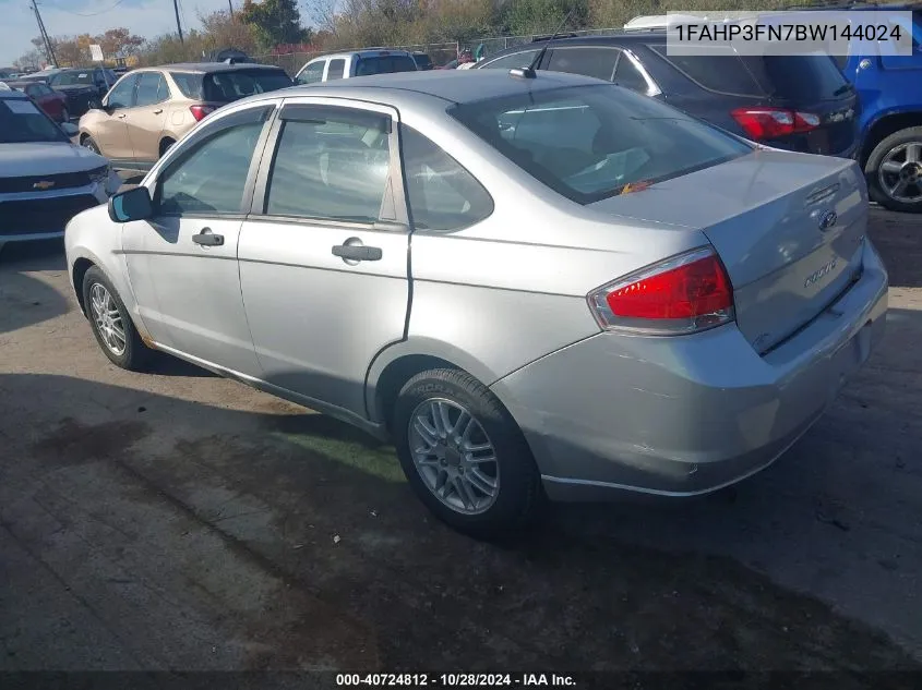 2011 Ford Focus Se VIN: 1FAHP3FN7BW144024 Lot: 40724812