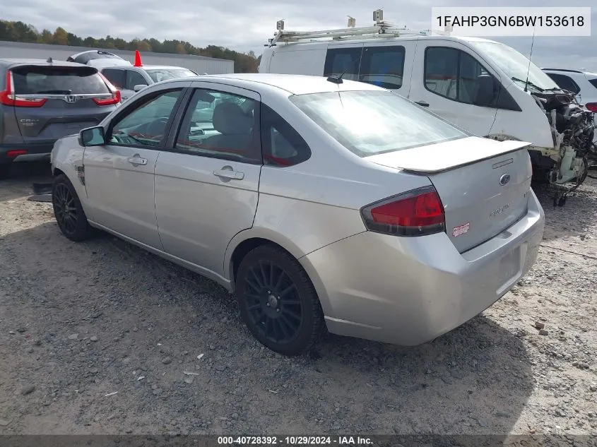 2011 Ford Focus Ses VIN: 1FAHP3GN6BW153618 Lot: 40728392