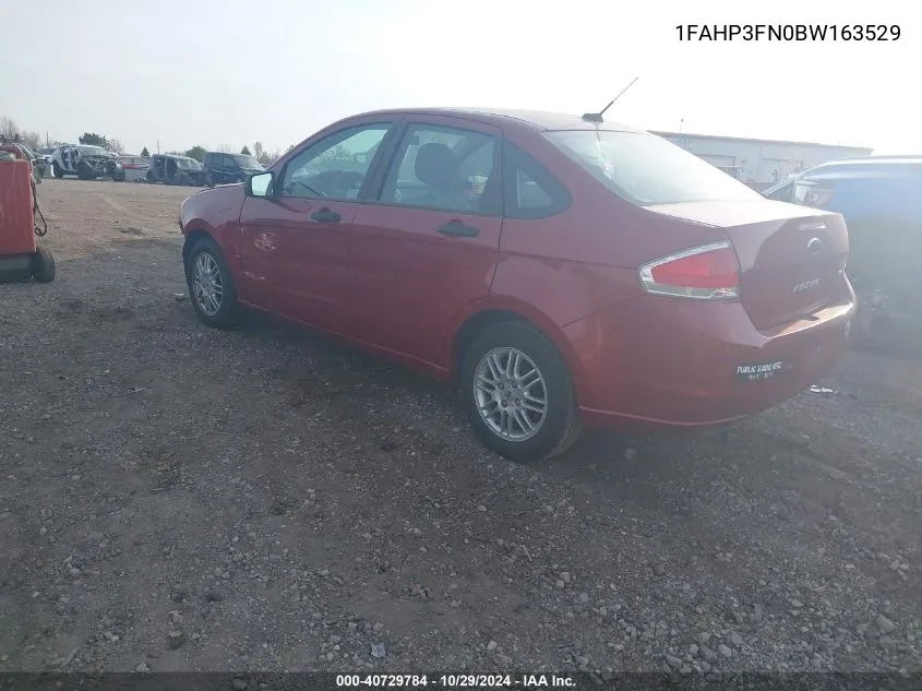 2011 Ford Focus Se VIN: 1FAHP3FN0BW163529 Lot: 40729784