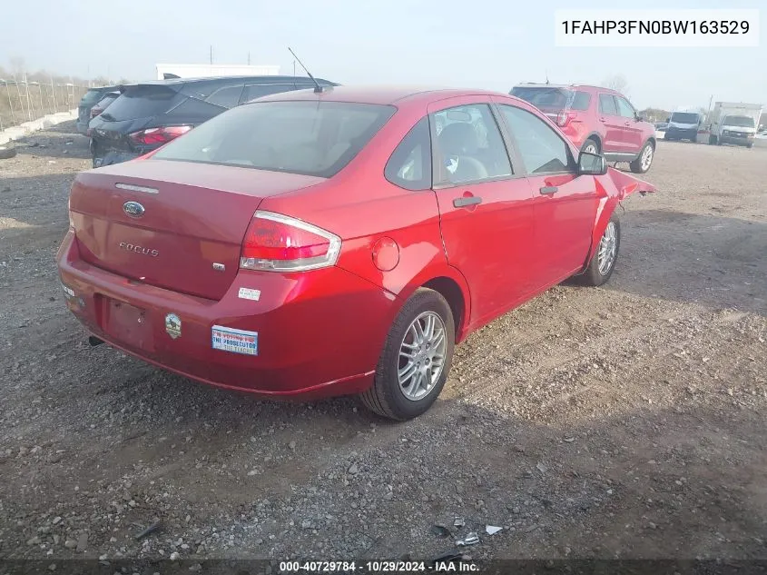 2011 Ford Focus Se VIN: 1FAHP3FN0BW163529 Lot: 40729784