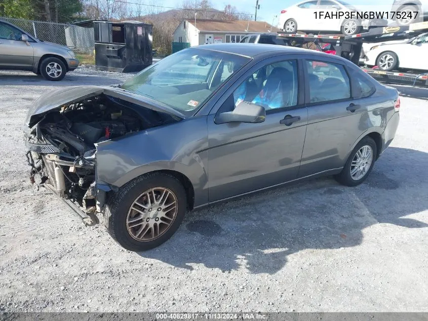 2011 Ford Focus Se VIN: 1FAHP3FN6BW175247 Lot: 40829817