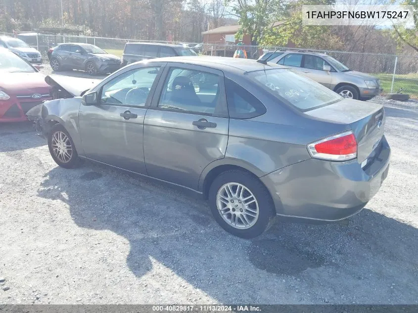 2011 Ford Focus Se VIN: 1FAHP3FN6BW175247 Lot: 40829817