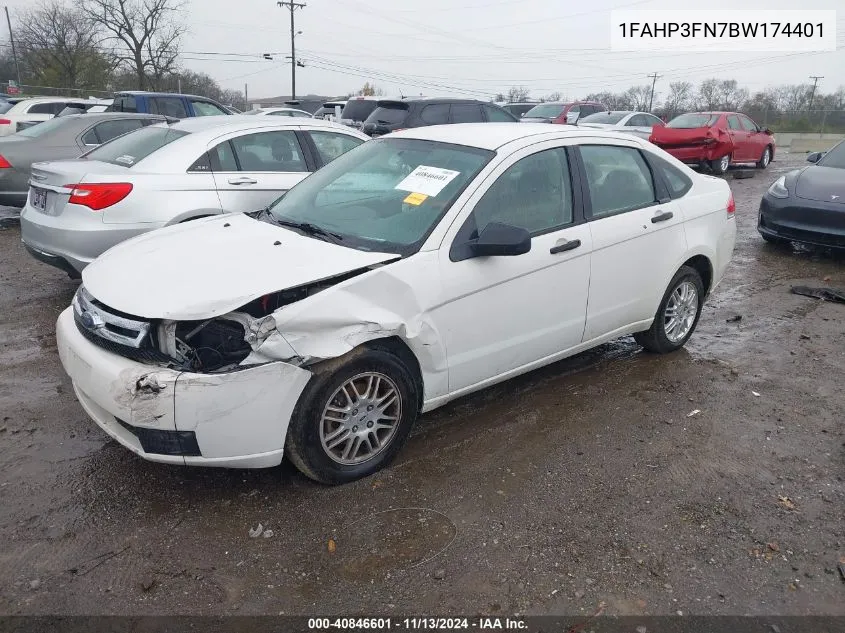 2011 Ford Focus Se VIN: 1FAHP3FN7BW174401 Lot: 40846601