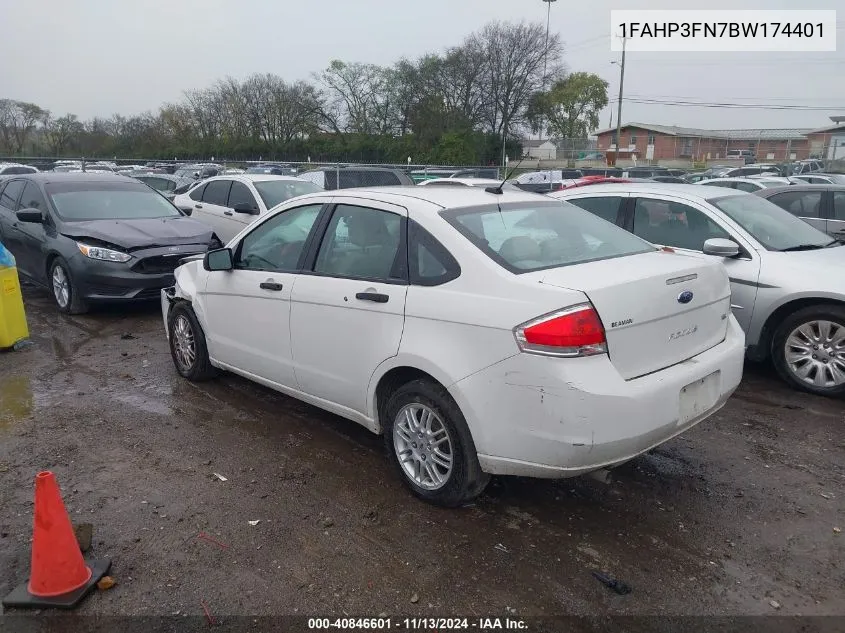 2011 Ford Focus Se VIN: 1FAHP3FN7BW174401 Lot: 40846601