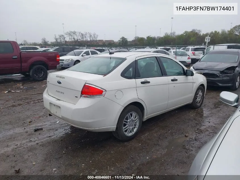 2011 Ford Focus Se VIN: 1FAHP3FN7BW174401 Lot: 40846601