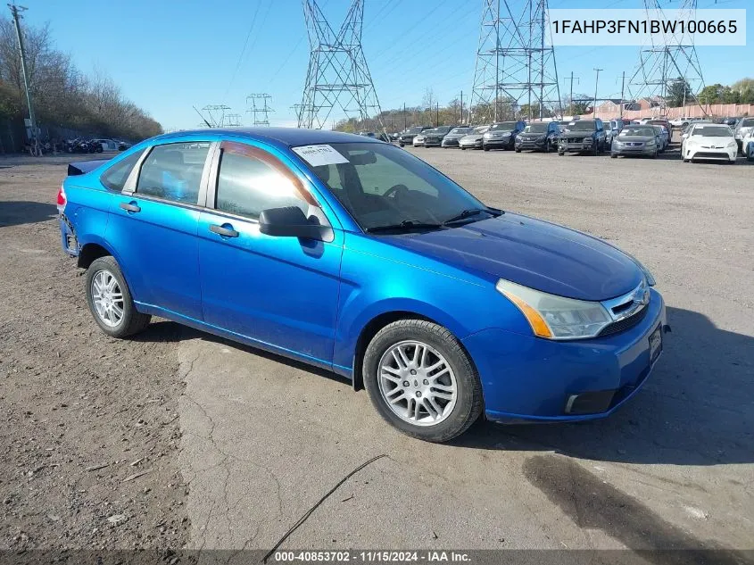 2011 Ford Focus Se VIN: 1FAHP3FN1BW100665 Lot: 40853702