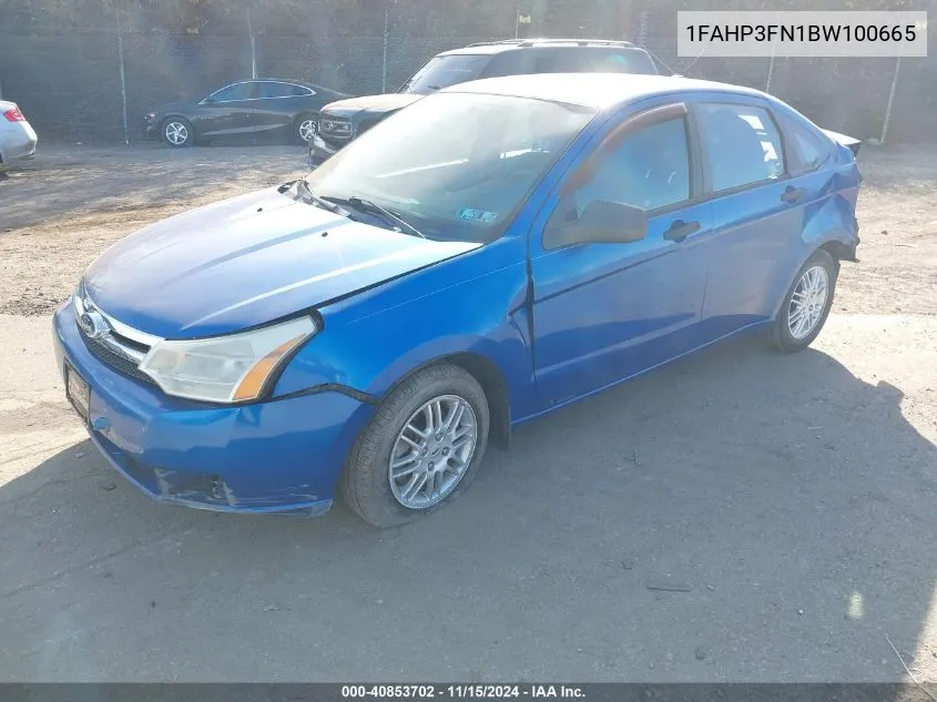 2011 Ford Focus Se VIN: 1FAHP3FN1BW100665 Lot: 40853702