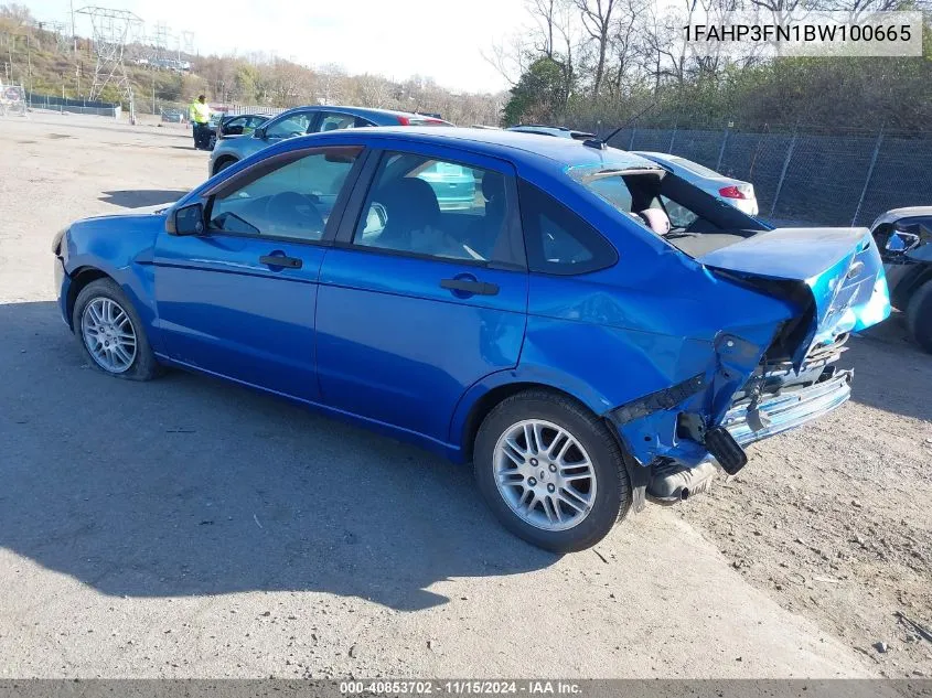 2011 Ford Focus Se VIN: 1FAHP3FN1BW100665 Lot: 40853702