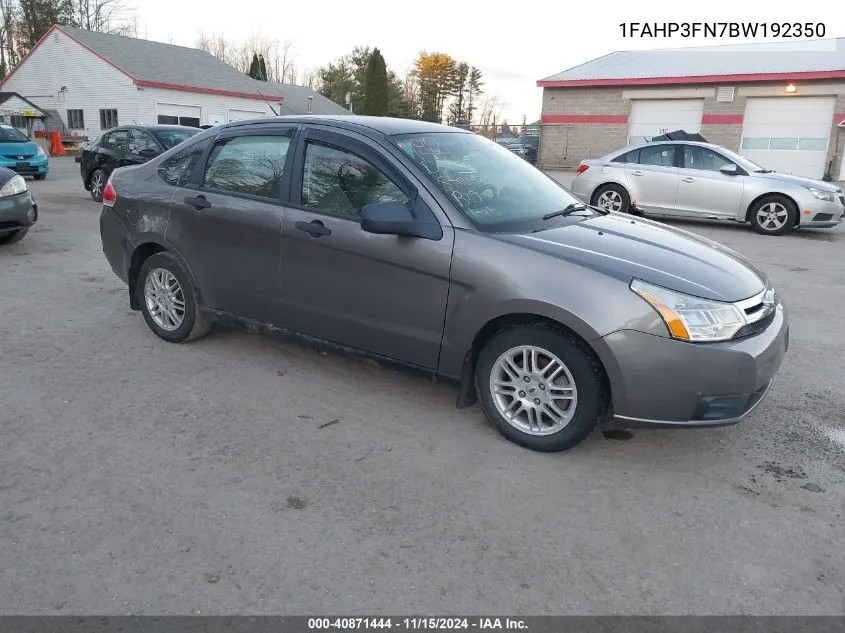 2011 Ford Focus Se VIN: 1FAHP3FN7BW192350 Lot: 40871444