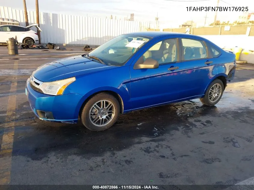 2011 Ford Focus Se VIN: 1FAHP3FN7BW176925 Lot: 40872866