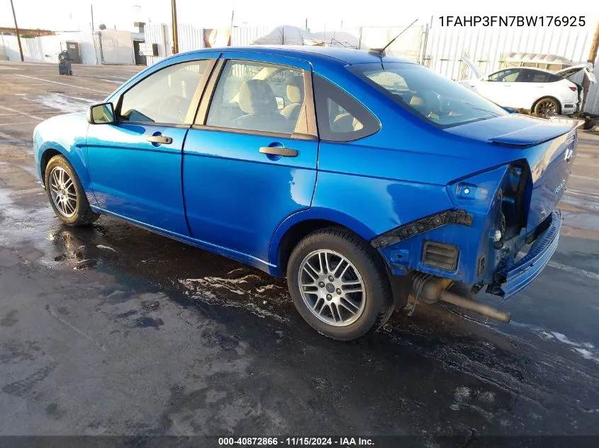 2011 Ford Focus Se VIN: 1FAHP3FN7BW176925 Lot: 40872866