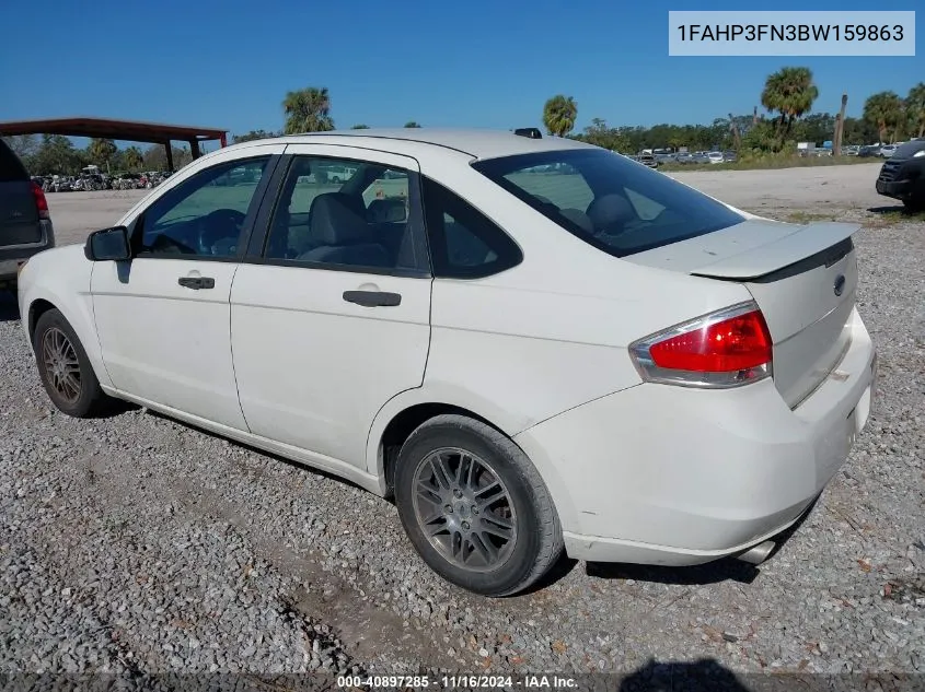 2011 Ford Focus Se VIN: 1FAHP3FN3BW159863 Lot: 40897285