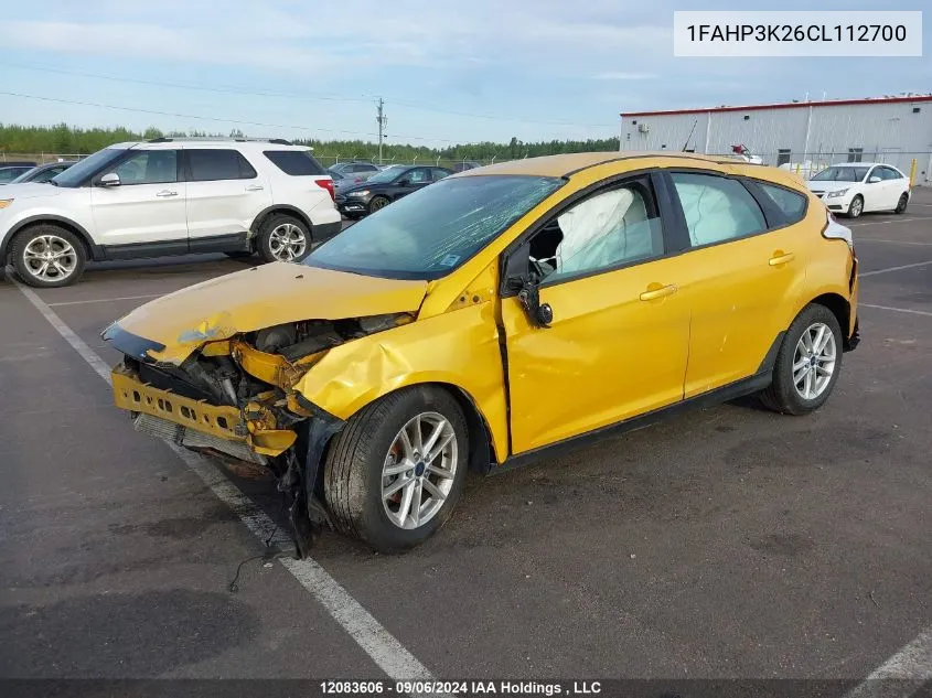 2012 Ford Focus Se VIN: 1FAHP3K26CL112700 Lot: 12083606