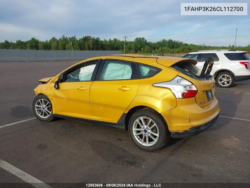 2012 Ford Focus Se VIN: 1FAHP3K26CL112700 Lot: 12083606