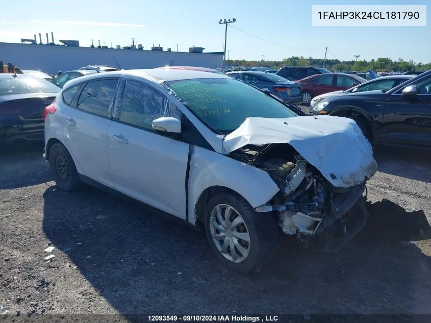 2012 Ford Focus Se VIN: 1FAHP3K24CL181790 Lot: 12093549