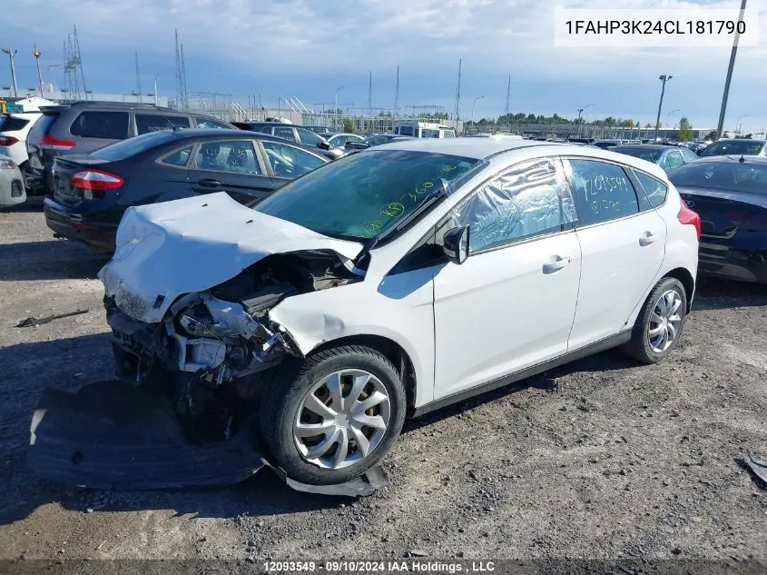 2012 Ford Focus Se VIN: 1FAHP3K24CL181790 Lot: 12093549