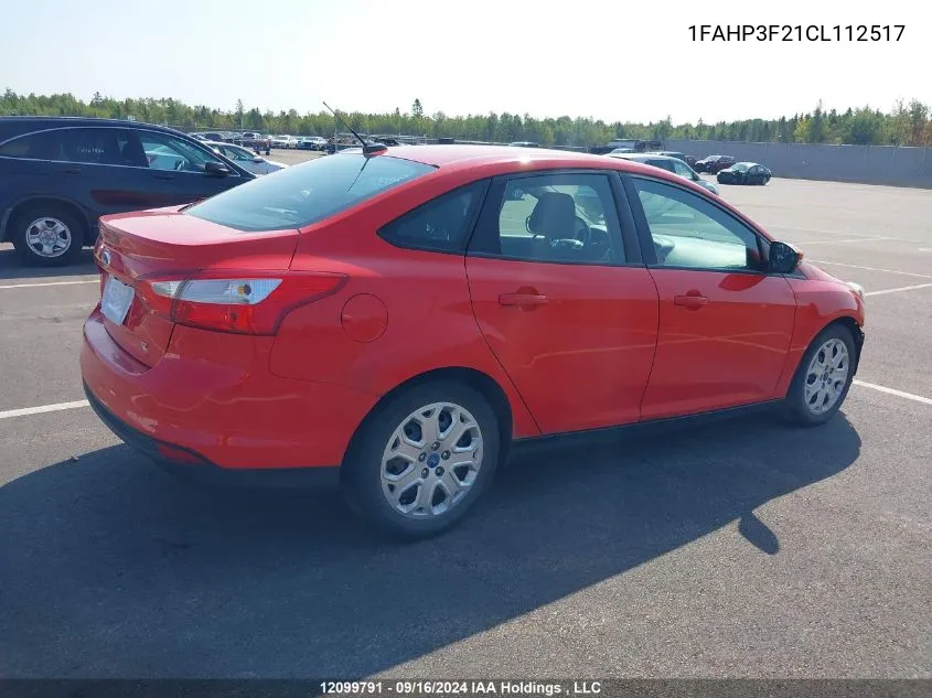 2012 Ford Focus Se VIN: 1FAHP3F21CL112517 Lot: 12099791