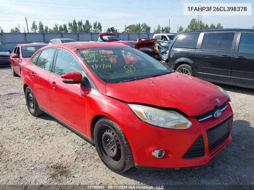 2012 Ford Focus Se VIN: 1FAHP3F26CL398378 Lot: 12100047