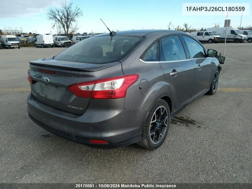 2012 Ford Focus Titanium VIN: 1FAHP3J26CL180559 Lot: 20170081