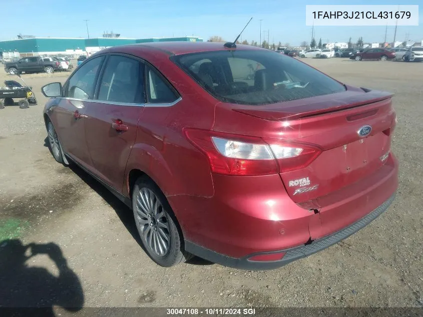 2012 Ford Focus Titanium VIN: 1FAHP3J21CL431679 Lot: 30047108