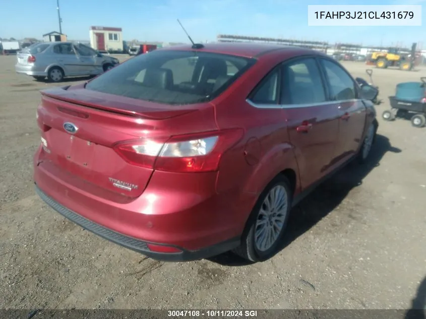 2012 Ford Focus Titanium VIN: 1FAHP3J21CL431679 Lot: 30047108