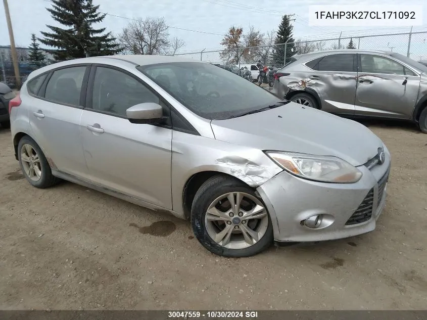 2012 Ford Focus Se VIN: 1FAHP3K27CL171092 Lot: 30047559