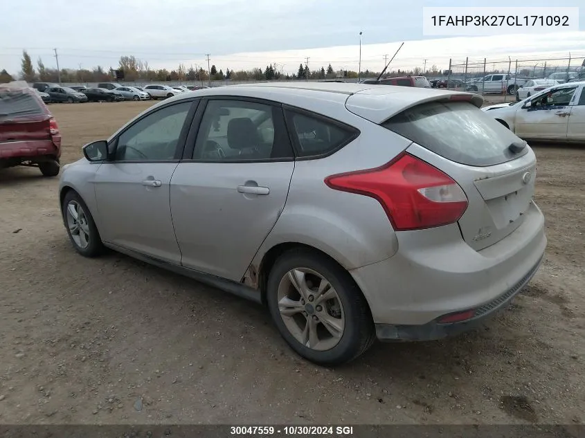 2012 Ford Focus Se VIN: 1FAHP3K27CL171092 Lot: 30047559