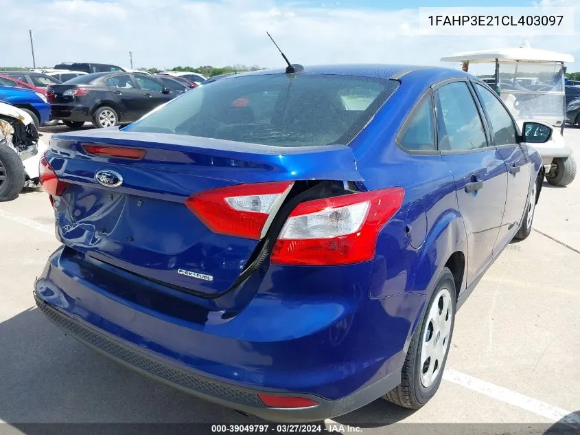 2012 Ford Focus S VIN: 1FAHP3E21CL403097 Lot: 39049797