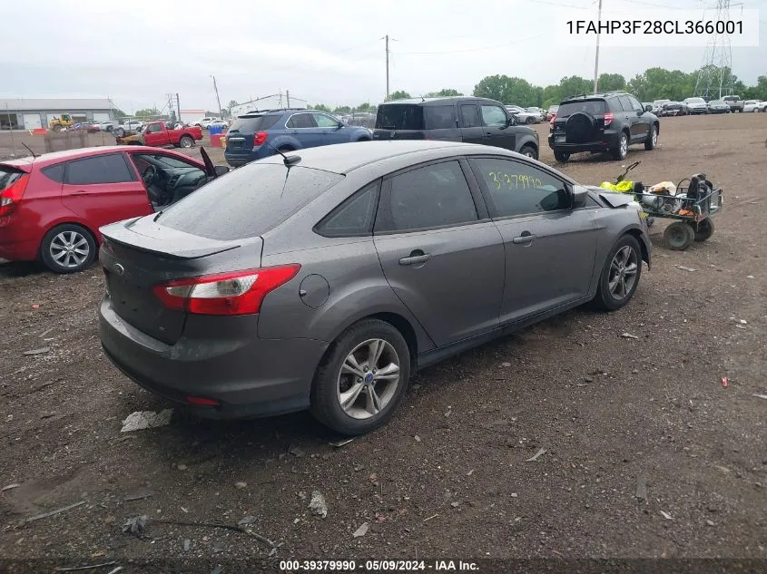 2012 Ford Focus Se VIN: 1FAHP3F28CL366001 Lot: 39379990