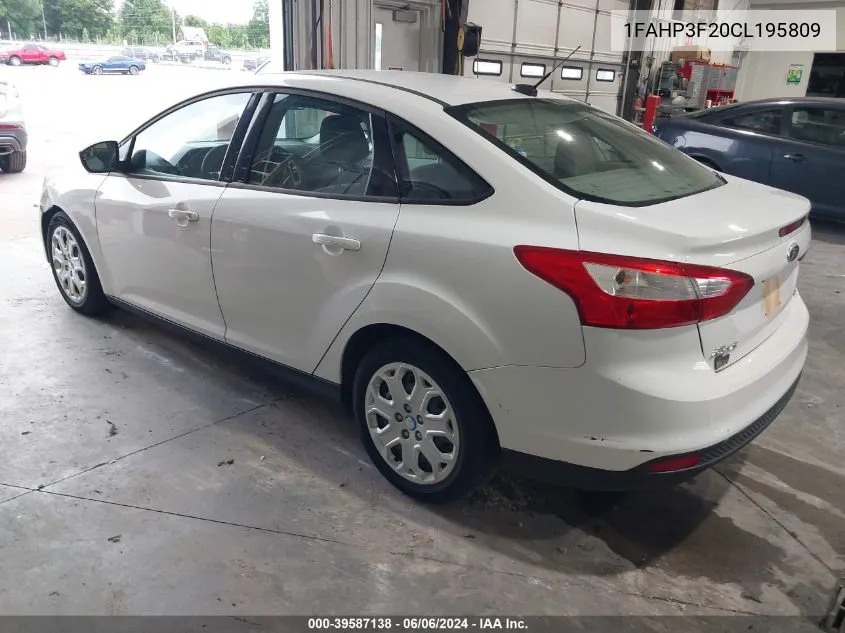 2012 Ford Focus Se VIN: 1FAHP3F20CL195809 Lot: 39587138