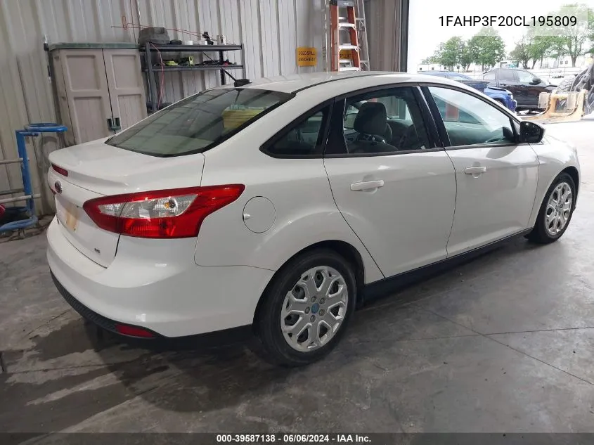 2012 Ford Focus Se VIN: 1FAHP3F20CL195809 Lot: 39587138