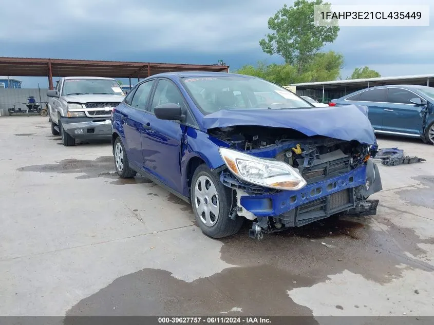 1FAHP3E21CL435449 2012 Ford Focus S