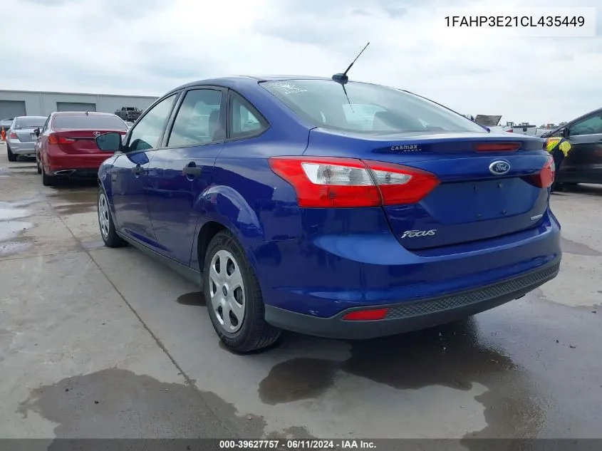 2012 Ford Focus S VIN: 1FAHP3E21CL435449 Lot: 39627757