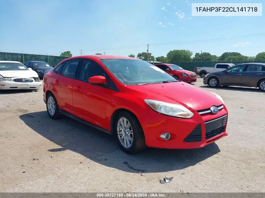 2012 Ford Focus Se VIN: 1FAHP3F22CL141718 Lot: 39727159