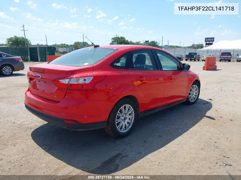 2012 Ford Focus Se VIN: 1FAHP3F22CL141718 Lot: 39727159