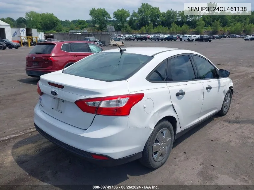 2012 Ford Focus S VIN: 1FAHP3E24CL461138 Lot: 39749706