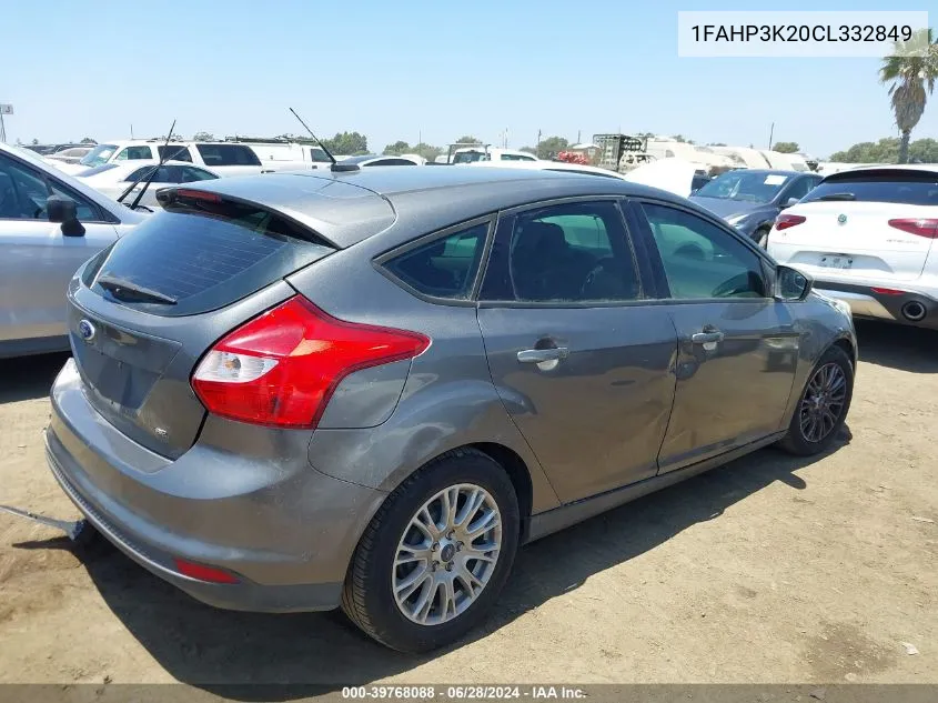 2012 Ford Focus Se VIN: 1FAHP3K20CL332849 Lot: 39768088