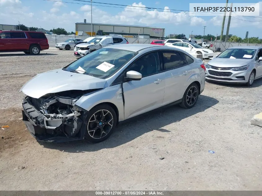 2012 Ford Focus Se VIN: 1FAHP3F22CL113790 Lot: 39812700