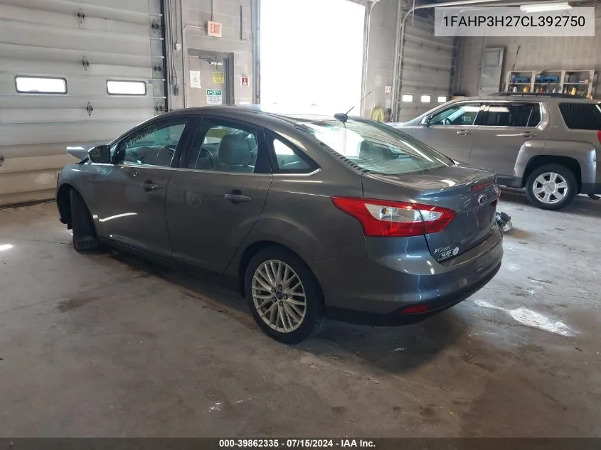 2012 Ford Focus Sel VIN: 1FAHP3H27CL392750 Lot: 39862335